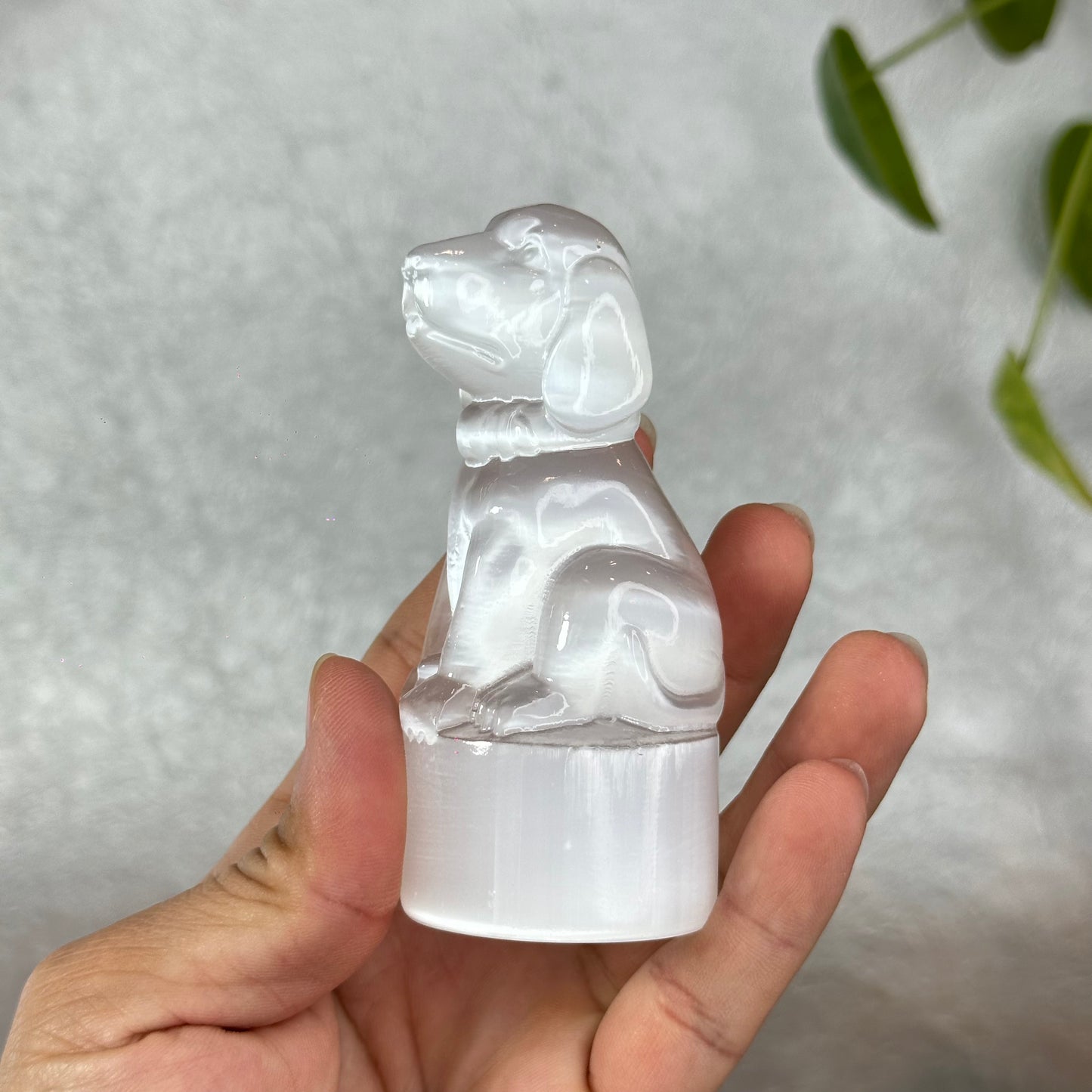 Natural Selenite Wolf Figurine