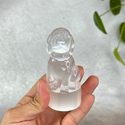 Natural Selenite Wolf Figurine