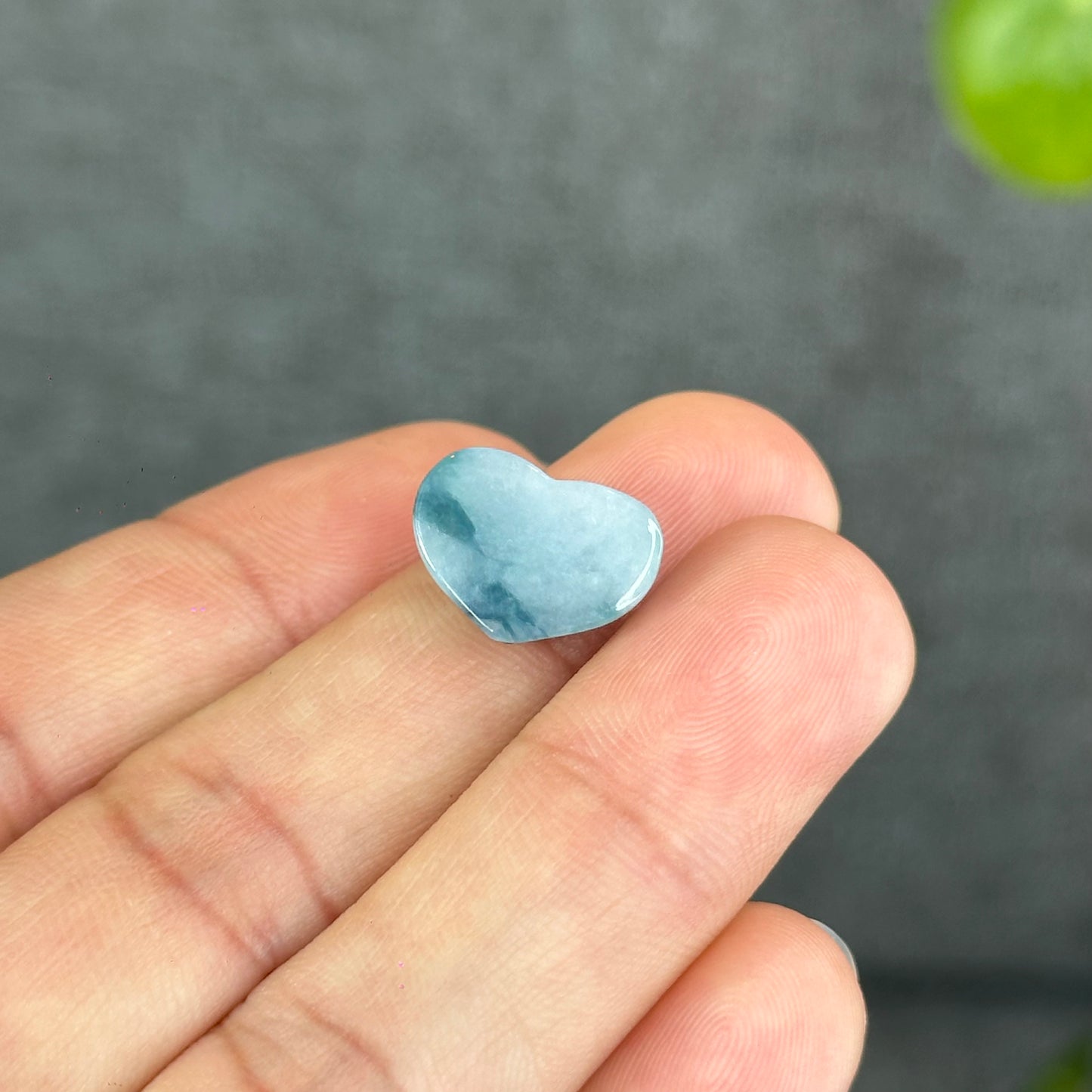 Natural Water Green Heart Jadeite Jade Charm