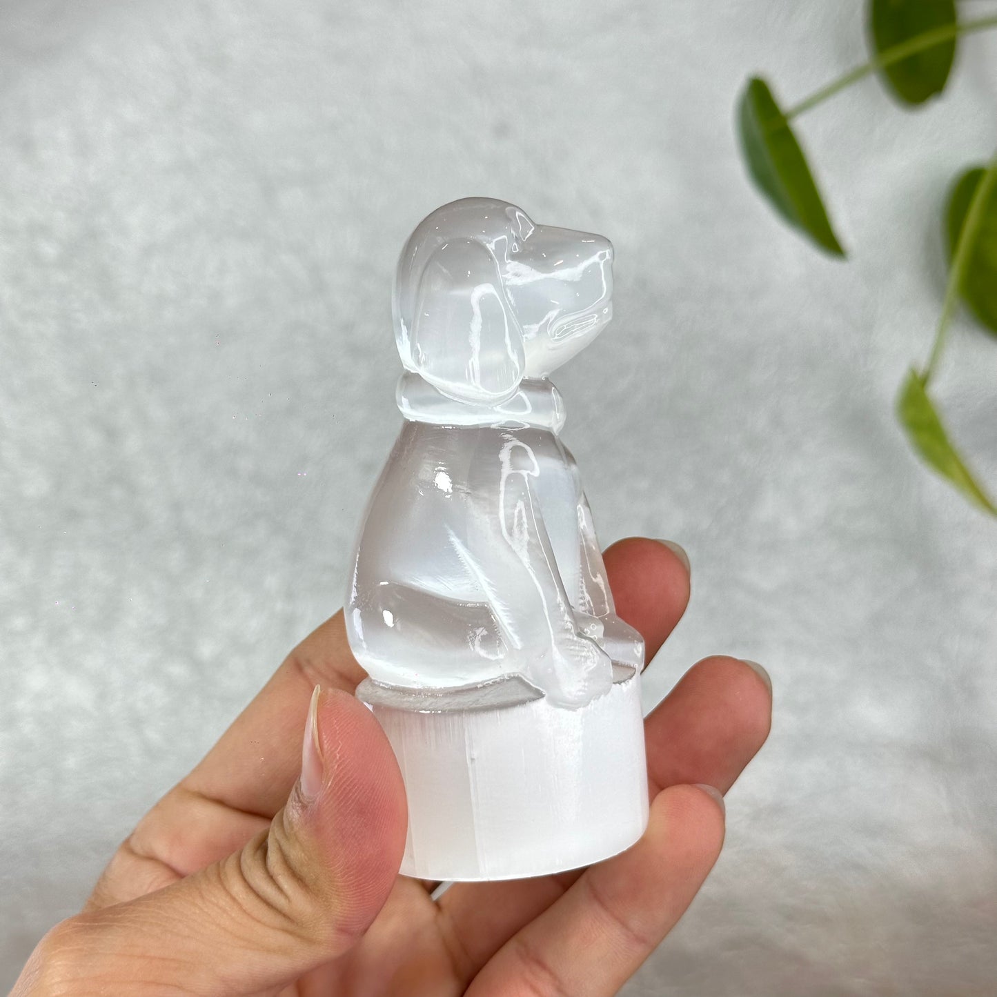 Natural Selenite Wolf Figurine