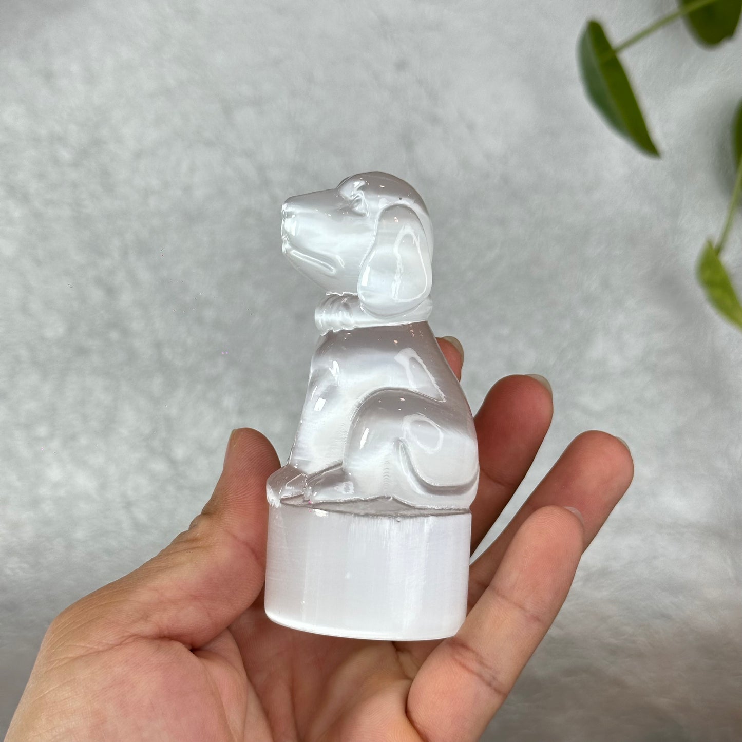 Natural Selenite Wolf Figurine