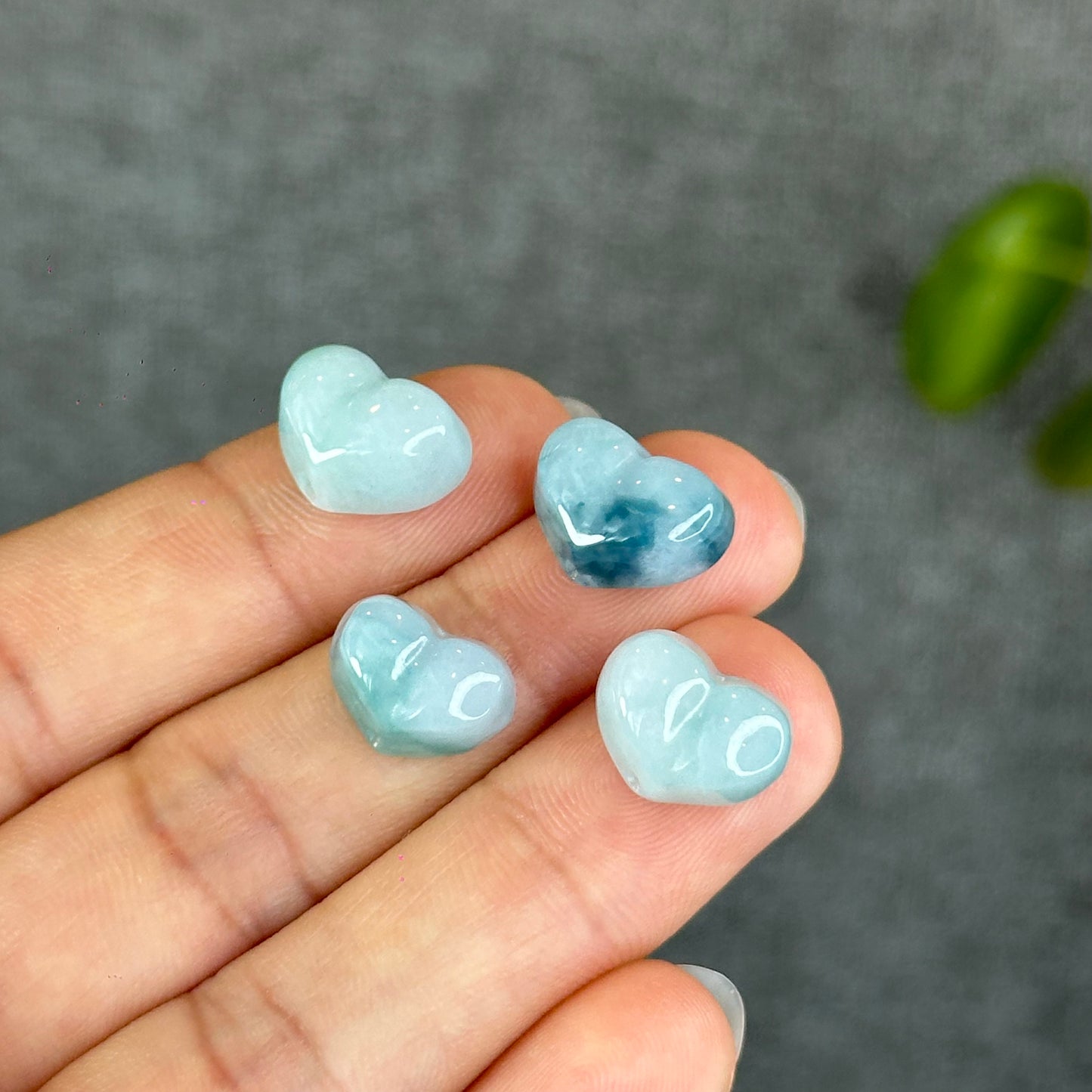 Natural Water Green Heart Jadeite Jade Charm
