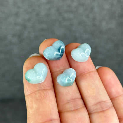 Natural Water Green Heart Jadeite Jade Charm