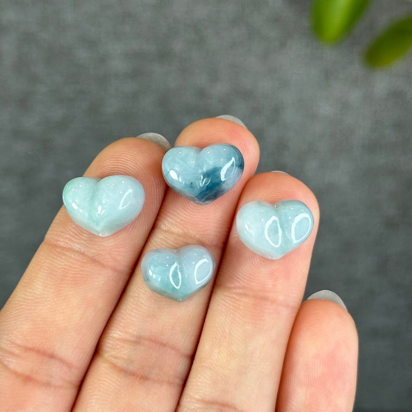 Natural Water Green Heart Jadeite Jade Charm