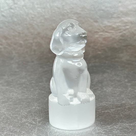 Natural Selenite Wolf Figurine