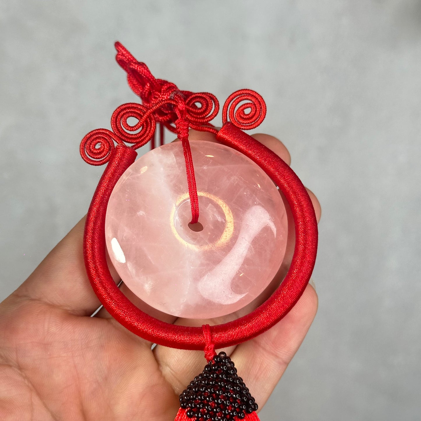 Rose Quartz Red String Car Accessory