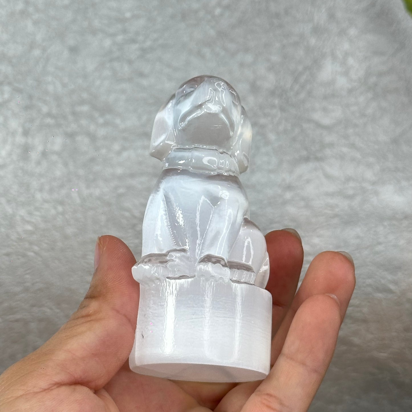 Natural Selenite Wolf Figurine
