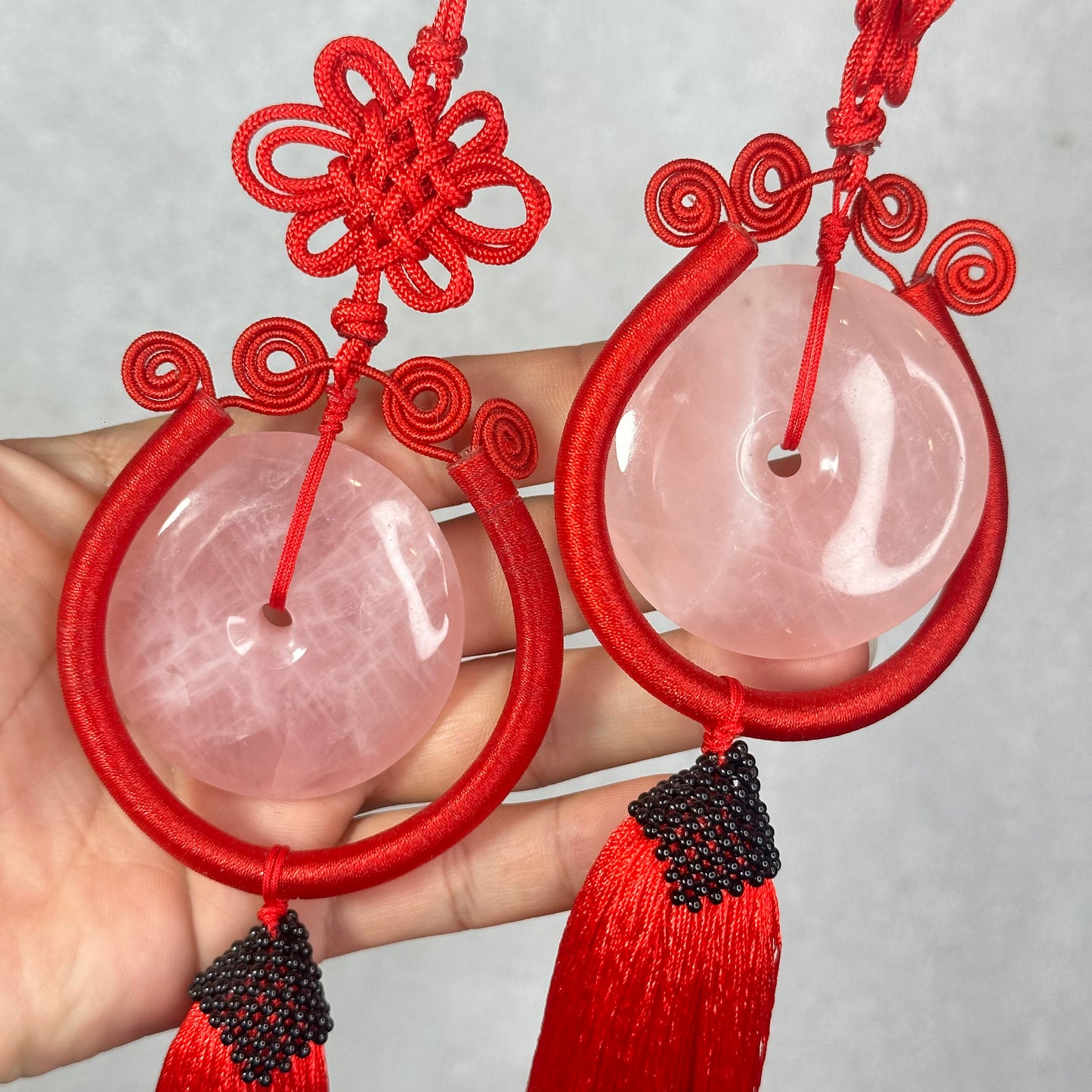 Rose Quartz Red String Car Accessory