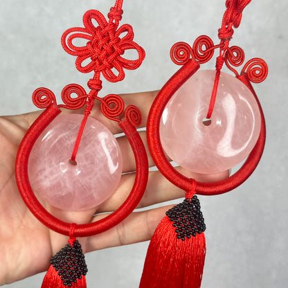 Rose Quartz Red String Car Accessory