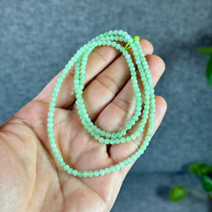 Apple Green Natural Jadeite Jade Triple Wrap Bracelet Size 4 mm