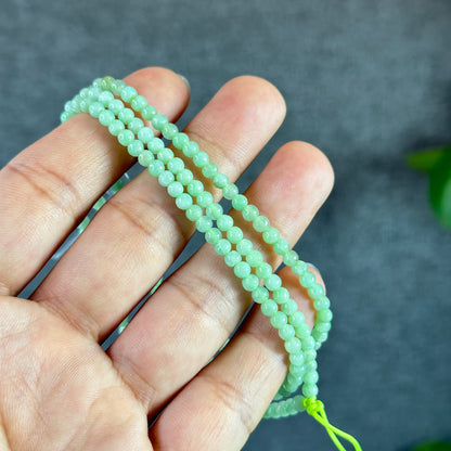 Apple Green Natural Jadeite Jade Triple Wrap Bracelet Size 4 mm