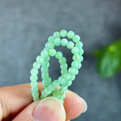 Apple Green Natural Jadeite Jade Triple Wrap Bracelet Size 4 mm