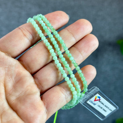 Apple Green Natural Jadeite Jade Triple Wrap Bracelet Size 4 mm