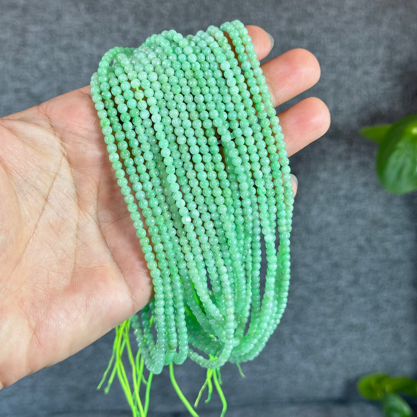 Apple Green Natural Jadeite Jade Triple Wrap Bracelet Size 4 mm