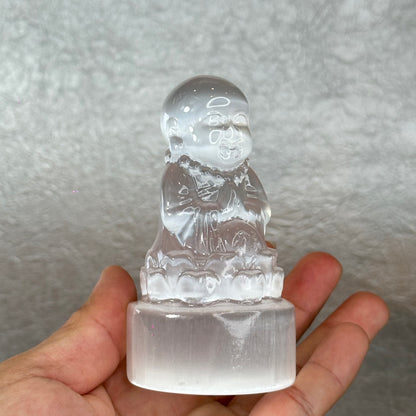 Natural Selenite Buddha Figurine