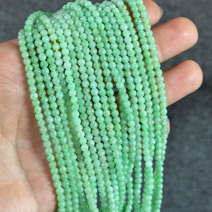 Apple Green Natural Jadeite Jade Triple Wrap Bracelet Size 4 mm