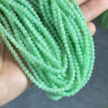 Apple Green Natural Jadeite Jade Triple Wrap Bracelet Size 4 mm