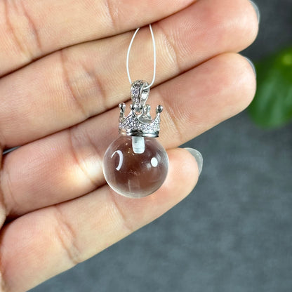 Clear Quartz Pendant with Crown Silver setting