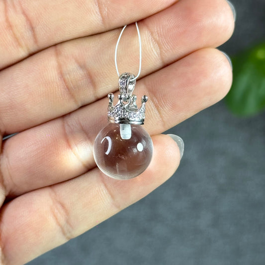 Clear Quartz Pendant with Crown Silver setting