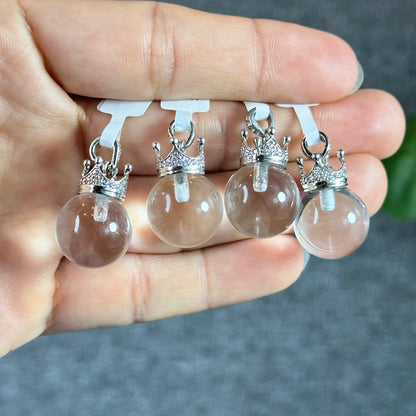 Clear Quartz Pendant with Crown Silver setting