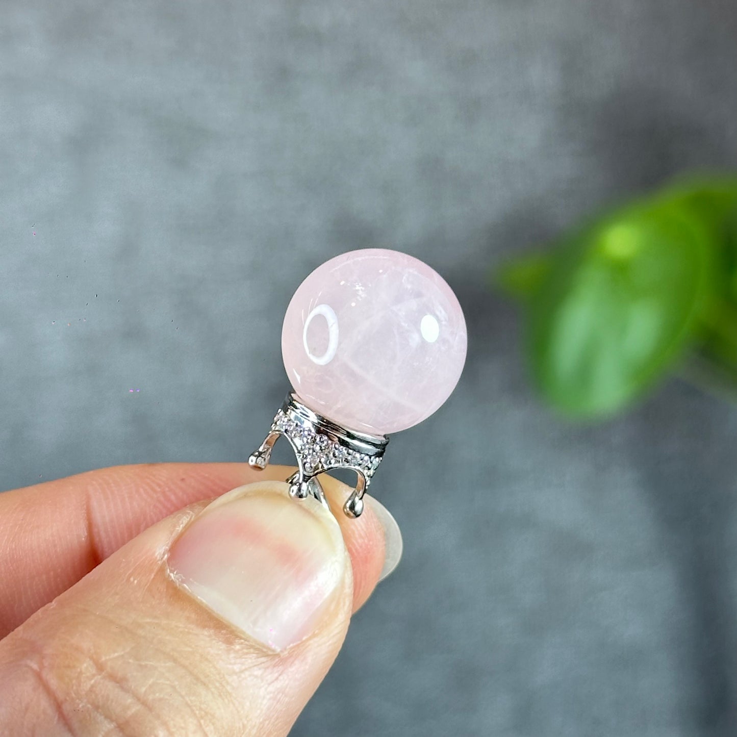 Rose Quartz Pendant with Crown Silver setting