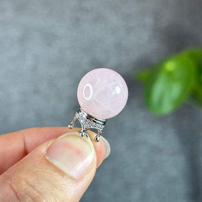 Rose Quartz Pendant with Crown Silver setting