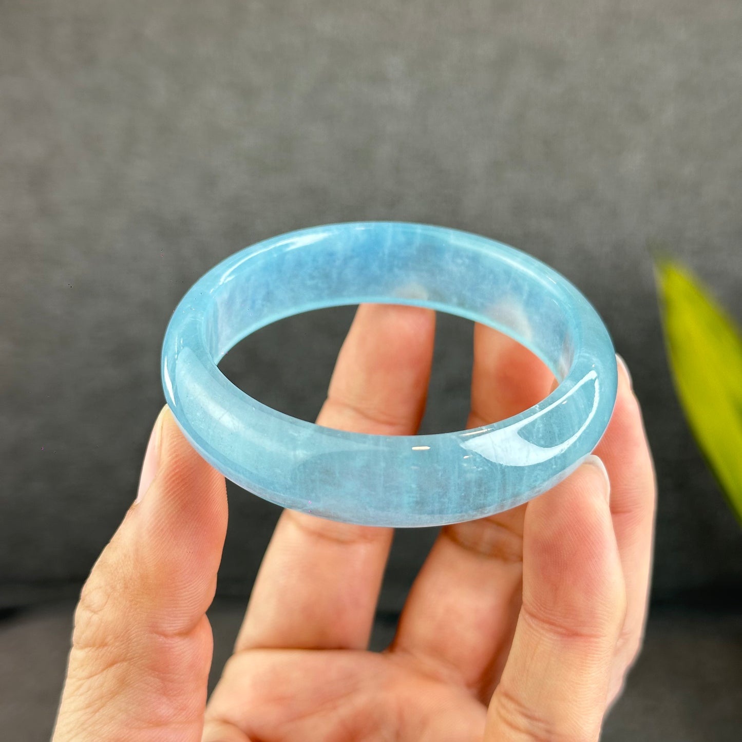 Natural Aquamarne Bangle Size 54.5 mm