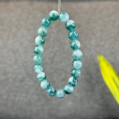 Natural Blue Water with White Pattern Jadeite Jade Bracelet Size 9.5 mm