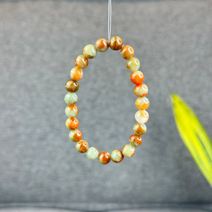 Natural Orange Red Jadeite Jade Bracelet Size 7.8 mm
