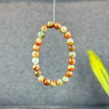 Natural Orange Red Jadeite Jade Bracelet Size 7.8 mm