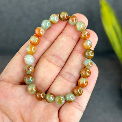 Natural Orange Red Jadeite Jade Bracelet Size 7.8 mm