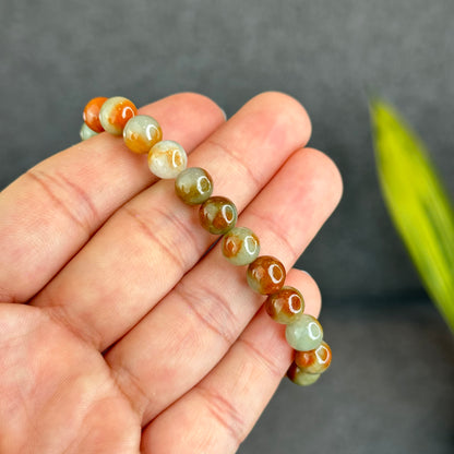 Natural Orange Red Jadeite Jade Bracelet Size 7.8 mm
