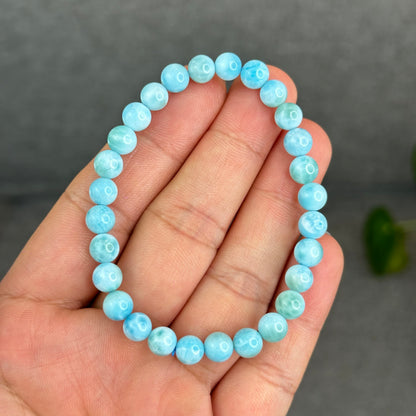 Natural Larimar Bracelet Size 6.5 mm