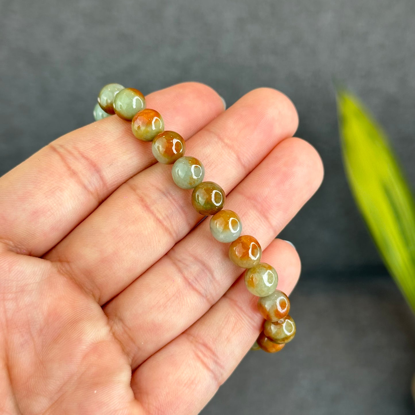 Natural Orange Red Jadeite Jade Bracelet Size 7.8 mm