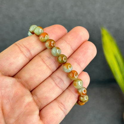 Natural Orange Red Jadeite Jade Bracelet Size 7.8 mm