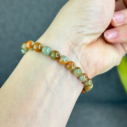 Natural Orange Red Jadeite Jade Bracelet Size 7.8 mm