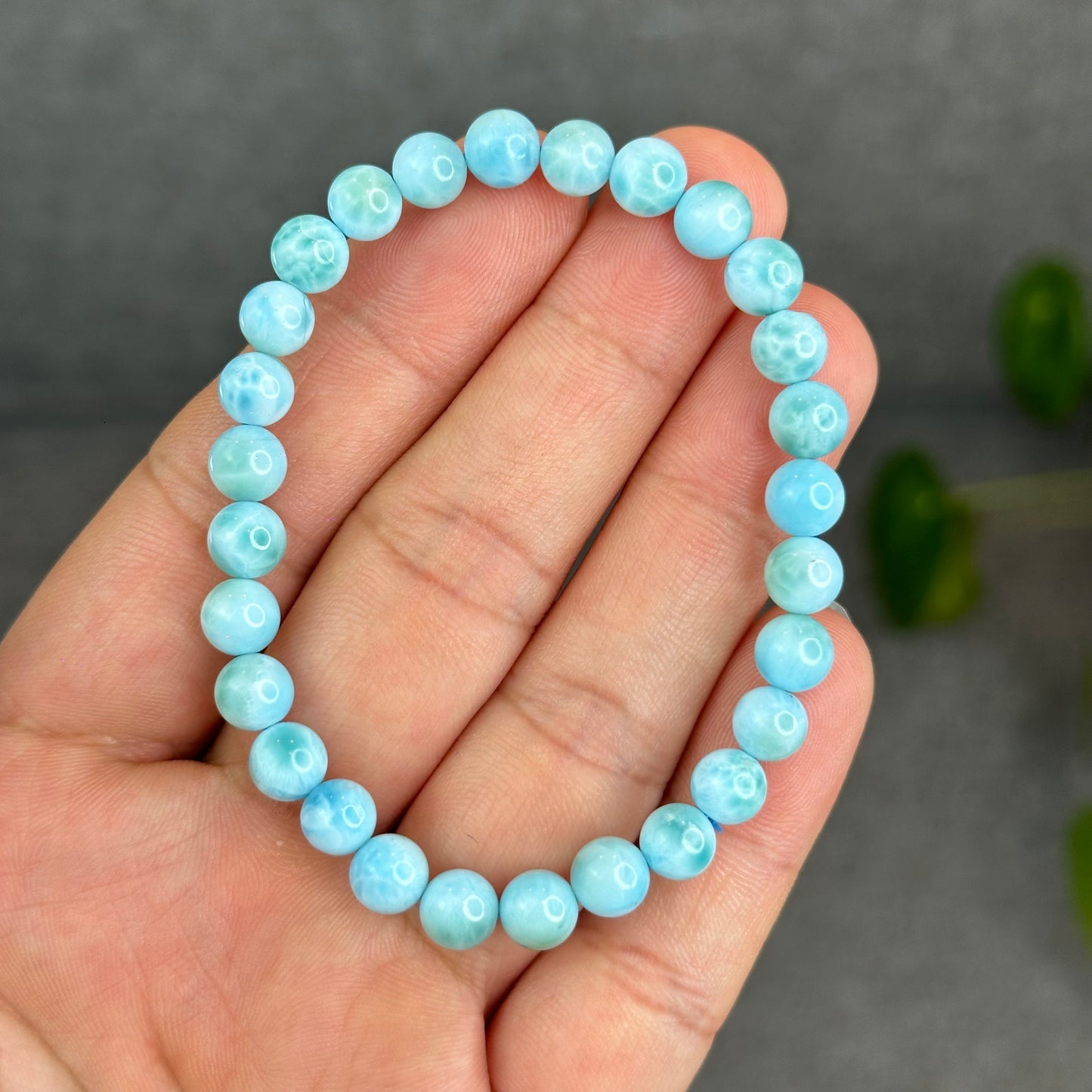 Natural Larimar Bracelet Size 6.5 mm