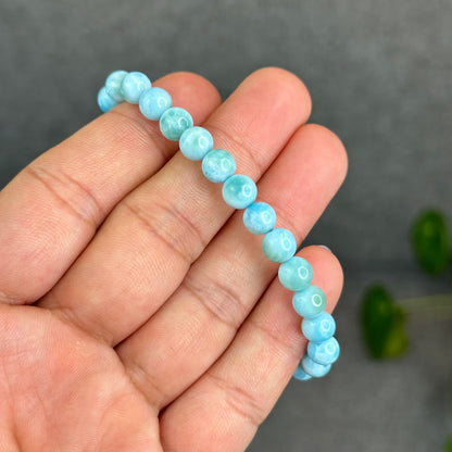 Natural Larimar Bracelet Size 6.5 mm