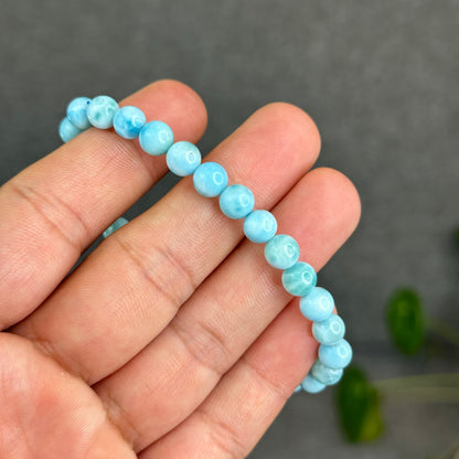Natural Larimar Bracelet Size 6.5 mm
