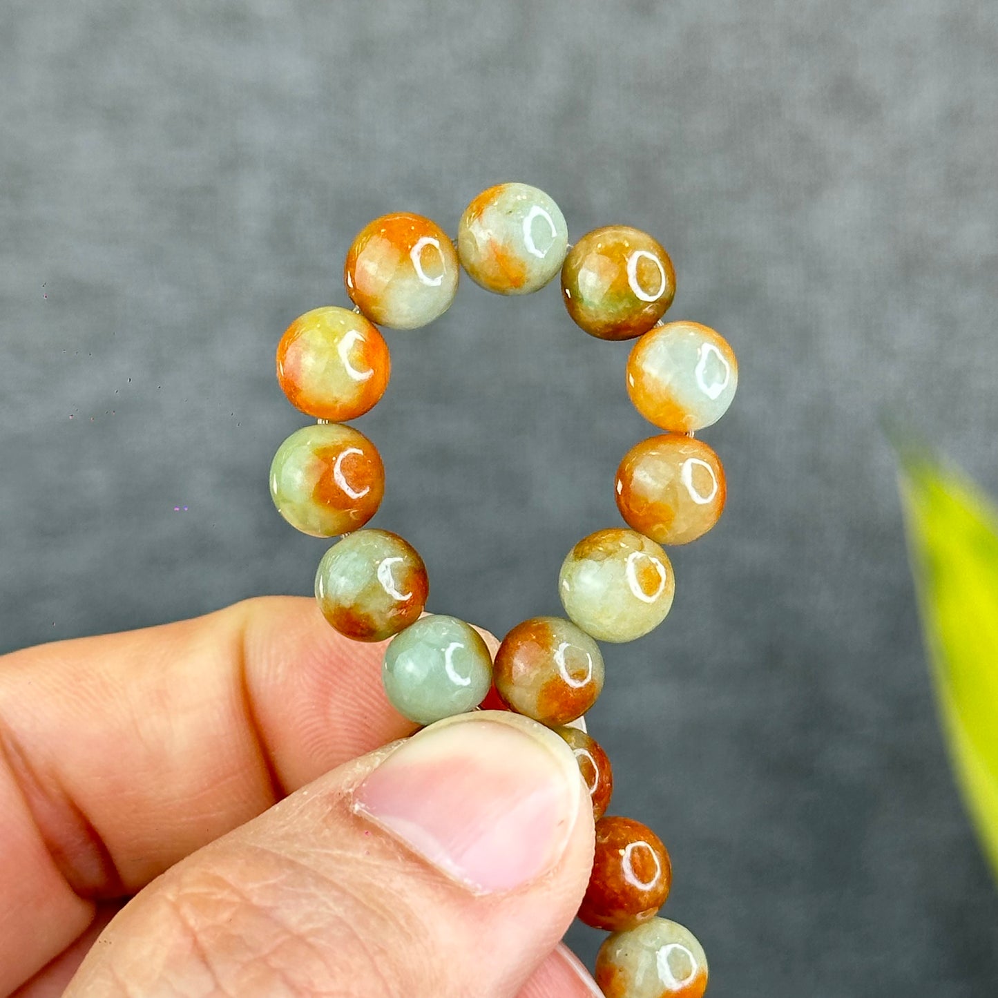 Natural Orange Red Jadeite Jade Bracelet Size 7.8 mm