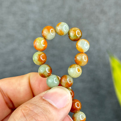 Natural Orange Red Jadeite Jade Bracelet Size 7.8 mm