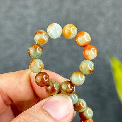 Natural Orange Red Jadeite Jade Bracelet Size 7.8 mm