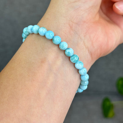 Natural Larimar Bracelet Size 6.5 mm