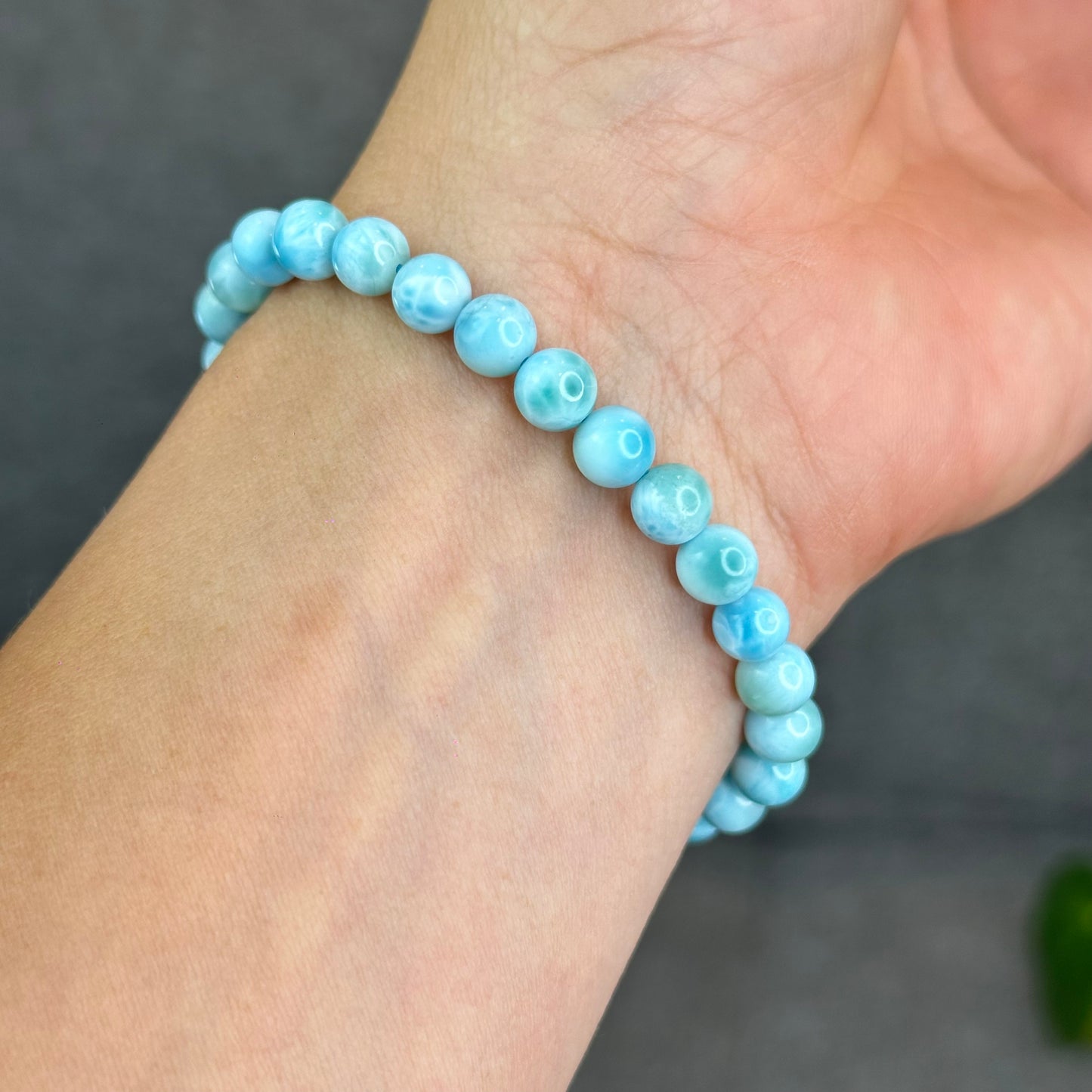 Natural Larimar Bracelet Size 6.5 mm