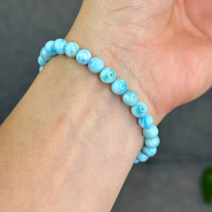 Natural Larimar Bracelet Size 6.5 mm