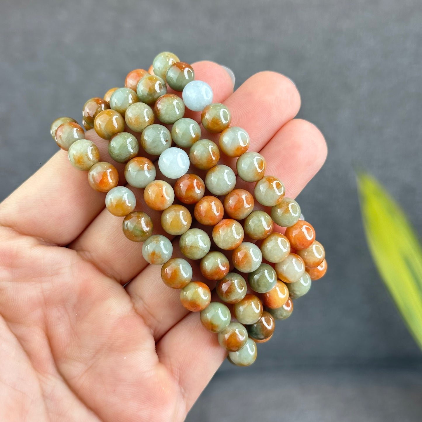 Natural Orange Red Jadeite Jade Bracelet Size 7.8 mm