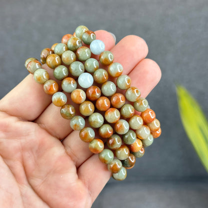Natural Orange Red Jadeite Jade Bracelet Size 7.8 mm