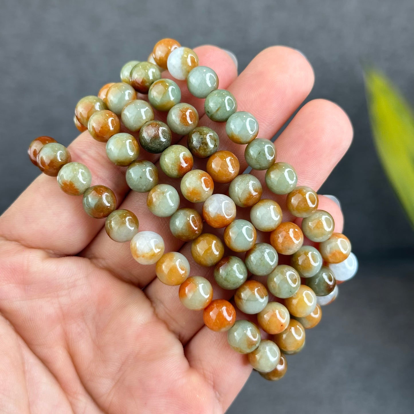 Natural Orange Red Jadeite Jade Bracelet Size 7.8 mm