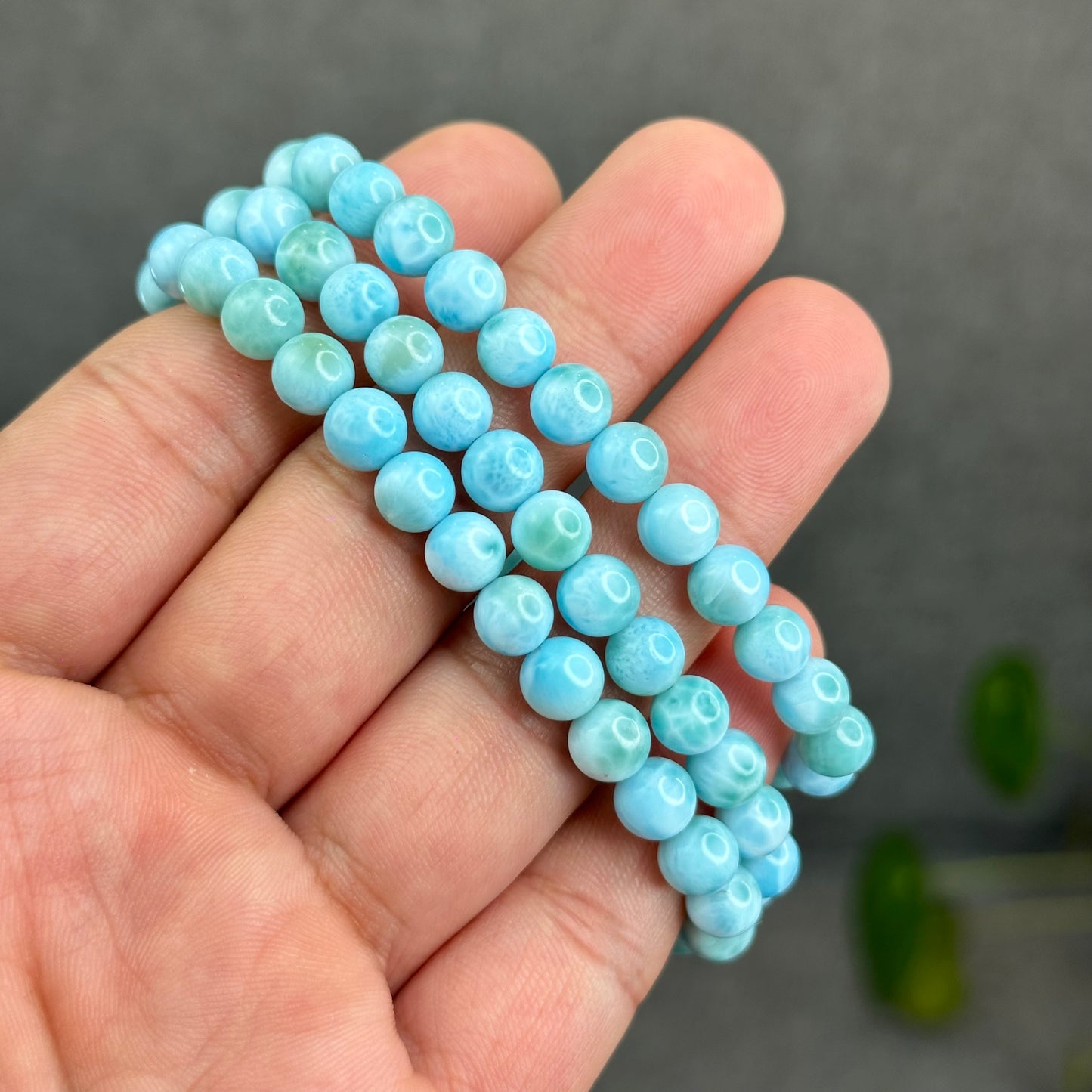 Natural Larimar Bracelet Size 6.5 mm