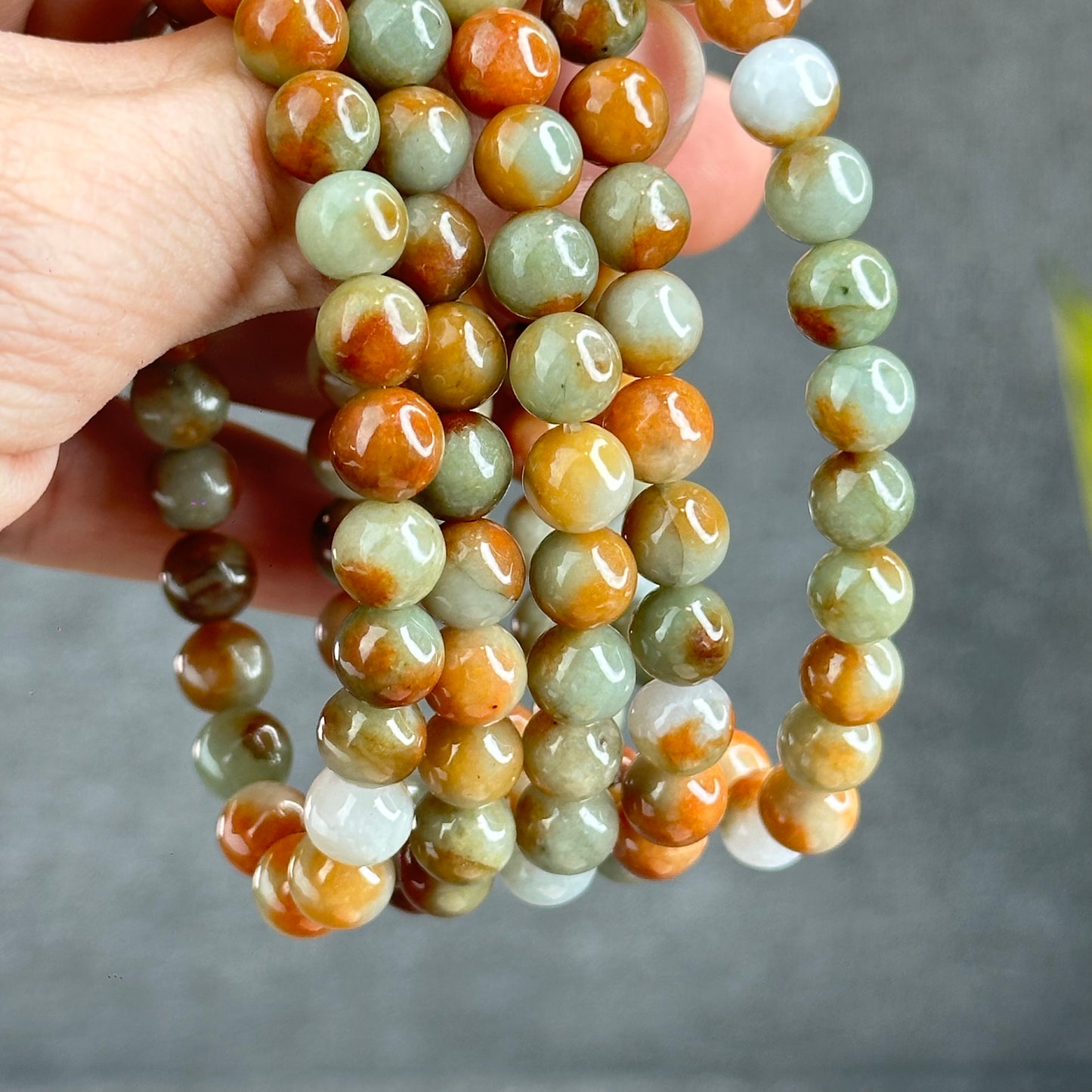 Natural Orange Red Jadeite Jade Bracelet Size 7.8 mm